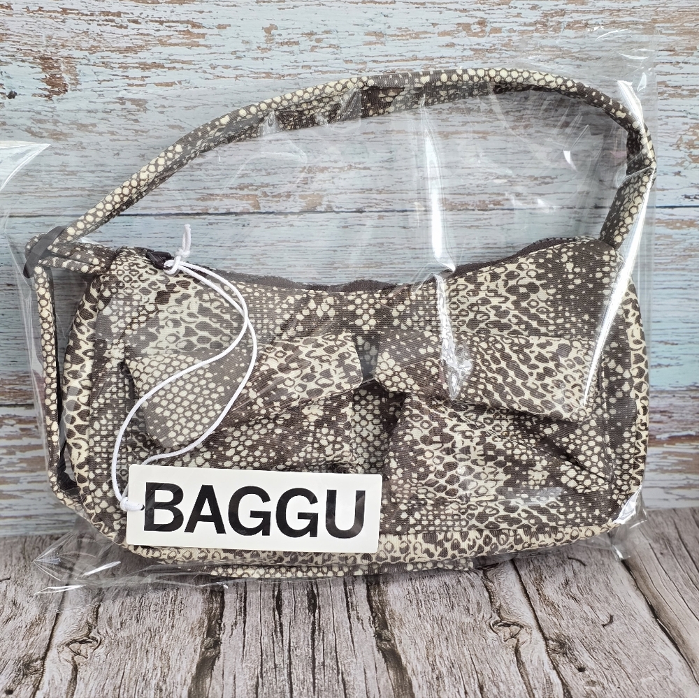 *NWT* BAGGU Cargo Shoulder Bag & Standard Bag Set In Snakeskin Print, Snake Skin - Picture 13 of 13